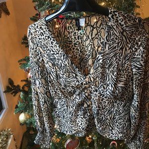 Divided HM Animal Print Button Down Blouse Size 8